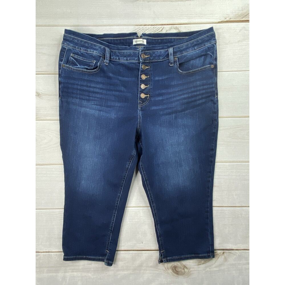 Maurices M Jeans Womens 22W High Rise Dark Wash Stretch Denim Cropped Button Fly